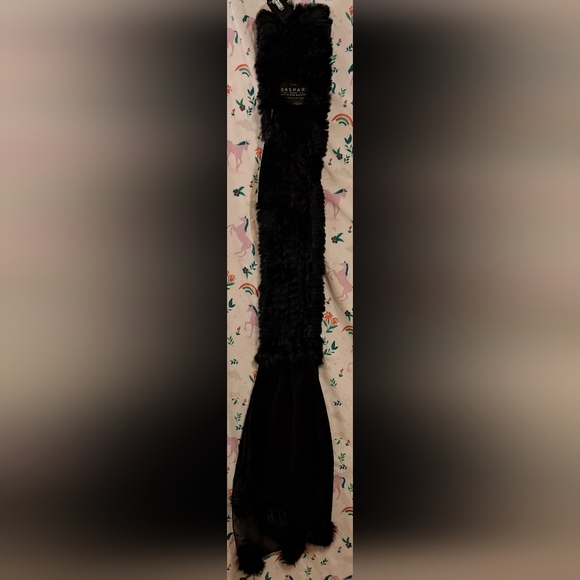 NWT Dino Gaspari Navy Rabbit Fur Embellished Elegant Formal Scarf Wrap - Picture 5 of 10